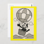 Cartoon kat in Cartoon ballonmand Briefkaart (Voorkant / Achterkant)