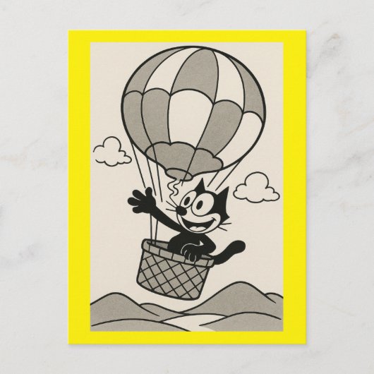 Cartoon kat in Cartoon ballonmand Briefkaart (Voorkant)