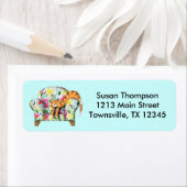 Cartoon Kat in slaap op een floragestoel Etiket (Insitu)