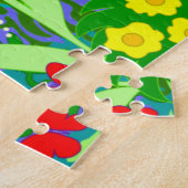 Cartoon Kat in tuinvloer Ladybugs Butterflies Legpuzzel (Zijkant)