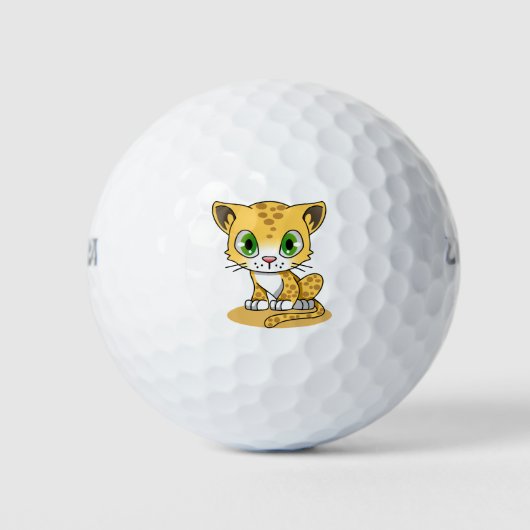 Cartoon Kat Karakter Feline L Leopard Golfballen (Voorkant)