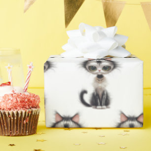 Cartoon kat met parel Ketting Cadeaupapier