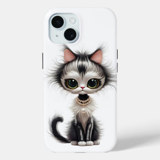 Cartoon kat met parel Ketting Case-Mate iPhone Case (Achterkant)