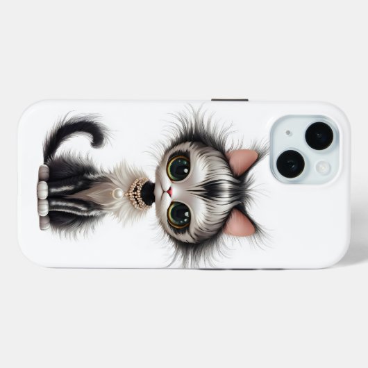Cartoon kat met parel Ketting Case-Mate iPhone Case (Achterkant (horizontaal))