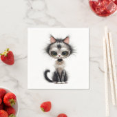 Cartoon kat met parel Ketting Servet (Insitu)