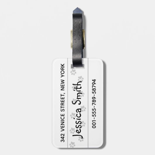 Cartoon kat met poten bagagelabel (Achterkant verticaal)