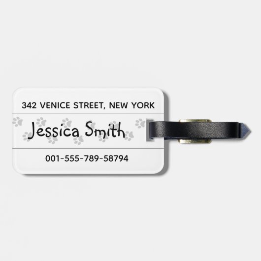 Cartoon kat met poten bagagelabel (Achterkant horizontaal)