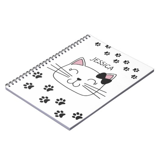 Cartoon kat met poten met naam notitieboek (Linkerzijde)