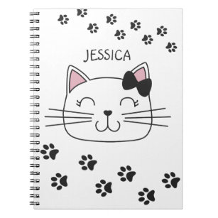 Cartoon kat met poten met naam notitieboek