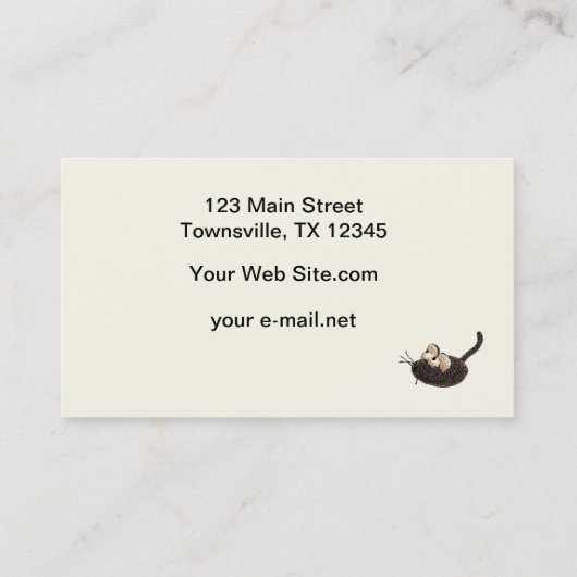Cartoon Kat met speelgoed muis Visitekaartje (Achterkant)