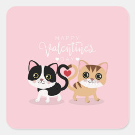 Cartoon Kat paar Vierkante Sticker