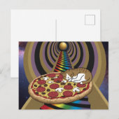 Cartoon Kat Slapen op een pizza Briefkaart (Voorkant / Achterkant)