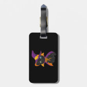 cartoon kat tovenaar met verschillende gekleurde o bagagelabel (Achterkant verticaal)