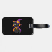 cartoon kat tovenaar met verschillende gekleurde o bagagelabel (Achterkant horizontaal)