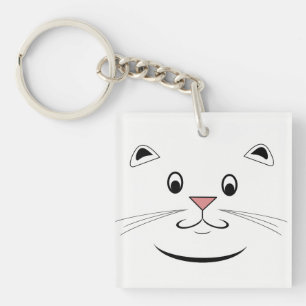 Cartoon kat-vlakkigtekening glimlachen sleutelhanger