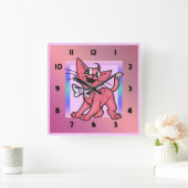 Cartoon Kat-wandklok Vierkante Klok (Huis)