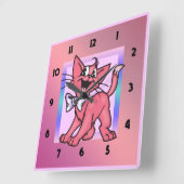 Cartoon Kat-wandklok Vierkante Klok (Hoek)