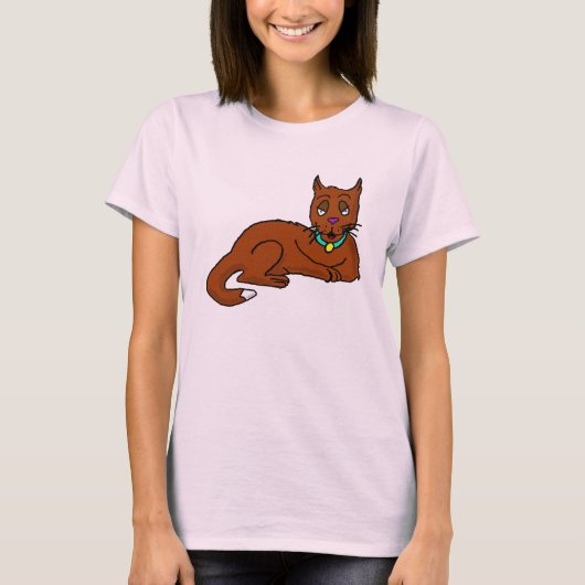Cartoon Kat-zitting T-shirt (Voorkant)