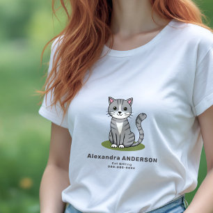 Cartoon Kat-zitting Tri-Blend Shirt