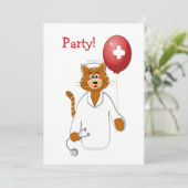 Cartoon Kat zuster met ballon Kaart (Staand voorkant)