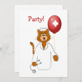 Cartoon Kat zuster met ballon Kaart (Voorkant / Achterkant)