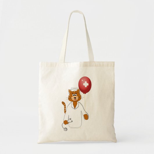 Cartoon Kat zuster met ballon Tote Bag (Voorkant)