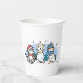 Cartoon Katten die kerstmanolen zingen Papieren Bekers (Achterkant)