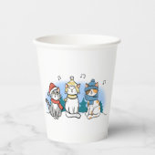 Cartoon Katten die kerstmanolen zingen Papieren Bekers (Voorkant)