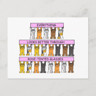 Cartoon katten die Roos-gekleurde glazen dragen Briefkaart