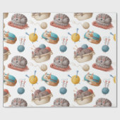 Cartoon Katten en garen Cadeaupapier (Vlak)