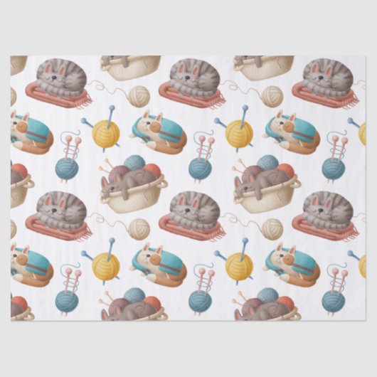 Cartoon katten en garens ontkoppelen tissuepapier (Voorkant)