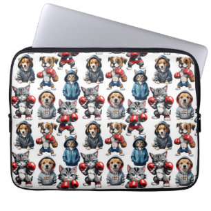Cartoon katten en honden ontwerp laptop sleeve