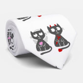 Cartoon katten, engel en demonen - Kies achterkleu Stropdas (Opgerold)