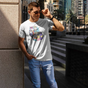 Cartoon katten in scooters t-shirt