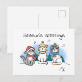 Cartoon Katten kerstcadeautjes voor zeehonden Feestdagenkaart (Voorkant / Achterkant)