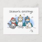 Cartoon Katten kerstcadeautjes voor zeehonden Feestdagenkaart (Voorkant)