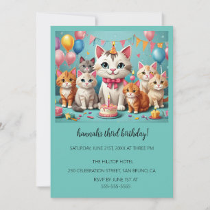 Cartoon Katten Kinder’ Gesponnen vogelfeest Kaart