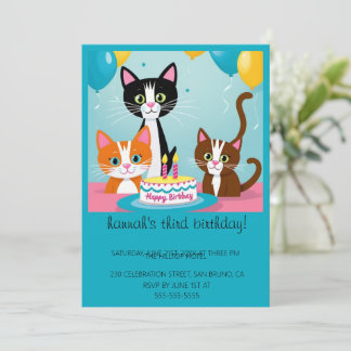 Cartoon Katten Kinder’ Gesponnen vogelfeest Kaart