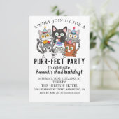 Cartoon Katten Kinder’ Gesponnen vogelfeest Kaart (Staand voorkant)