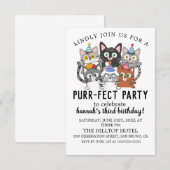 Cartoon Katten Kinder’ Gesponnen vogelfeest Kaart (Voorkant / Achterkant)