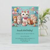 Cartoon Katten Kinder’ Gesponnen vogelfeest Kaart (Staand voorkant)