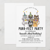 Cartoon Katten Kinder’ Gesponnen vogelfeest Kaart (Voorkant / Achterkant)