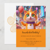 Cartoon Katten Kinder’ Gesponnen vogelfeest Kaart (Voorkant / Achterkant)