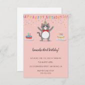 Cartoon Katten Kinder’ Gesponnen vogelfeest Kaart (Voorkant / Achterkant)