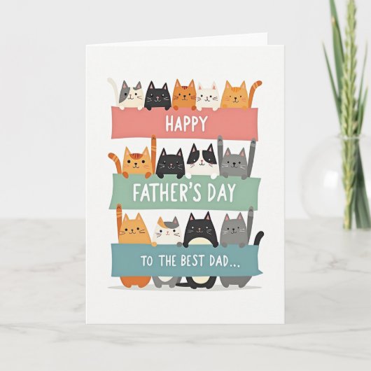 Cartoon Katten Vaderdag Kaart (Voorkant)