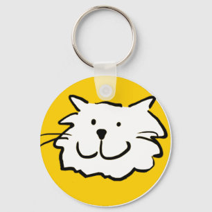 Cartoon kattengezicht dat een lachende kat laat zi sleutelhanger