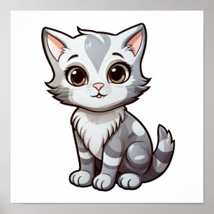 Cartoon kattenillustratie poster