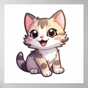 Cartoon kattenillustratie poster