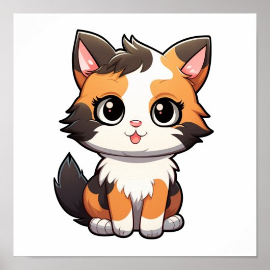 Cartoon kattenillustratie poster (Voorkant)