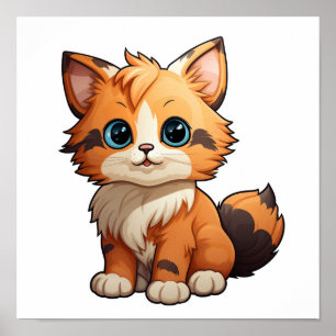 Cartoon kattenillustratie poster